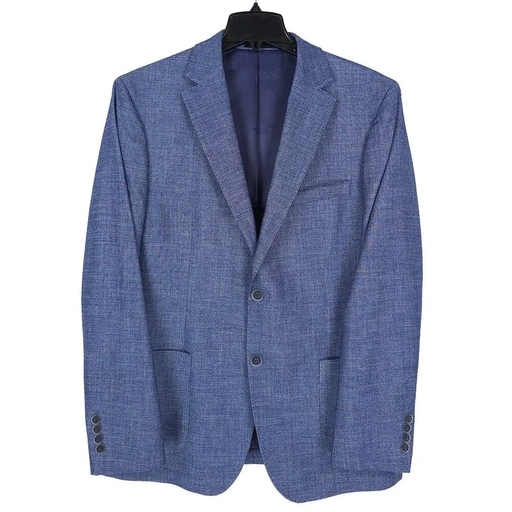 Calvin Klein Mens Slim Fit Sport Coat Blazer 44R Blue Solid Stretch NWOT